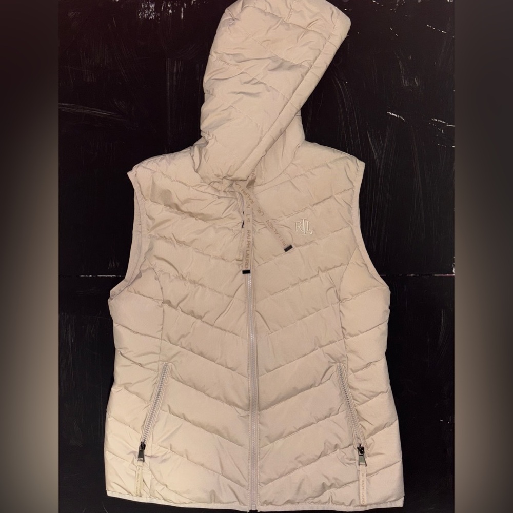 Ralph Lauren Tan Puffer Vest in a size Medium.